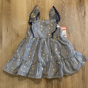 NWT 2T Cat & Jack Toddler Girls Navy Striped Flutter Sleeve Patriotic Dress